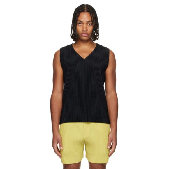 Homme Plisse Issey Miyake Black and Navy Tank Tops in size 3